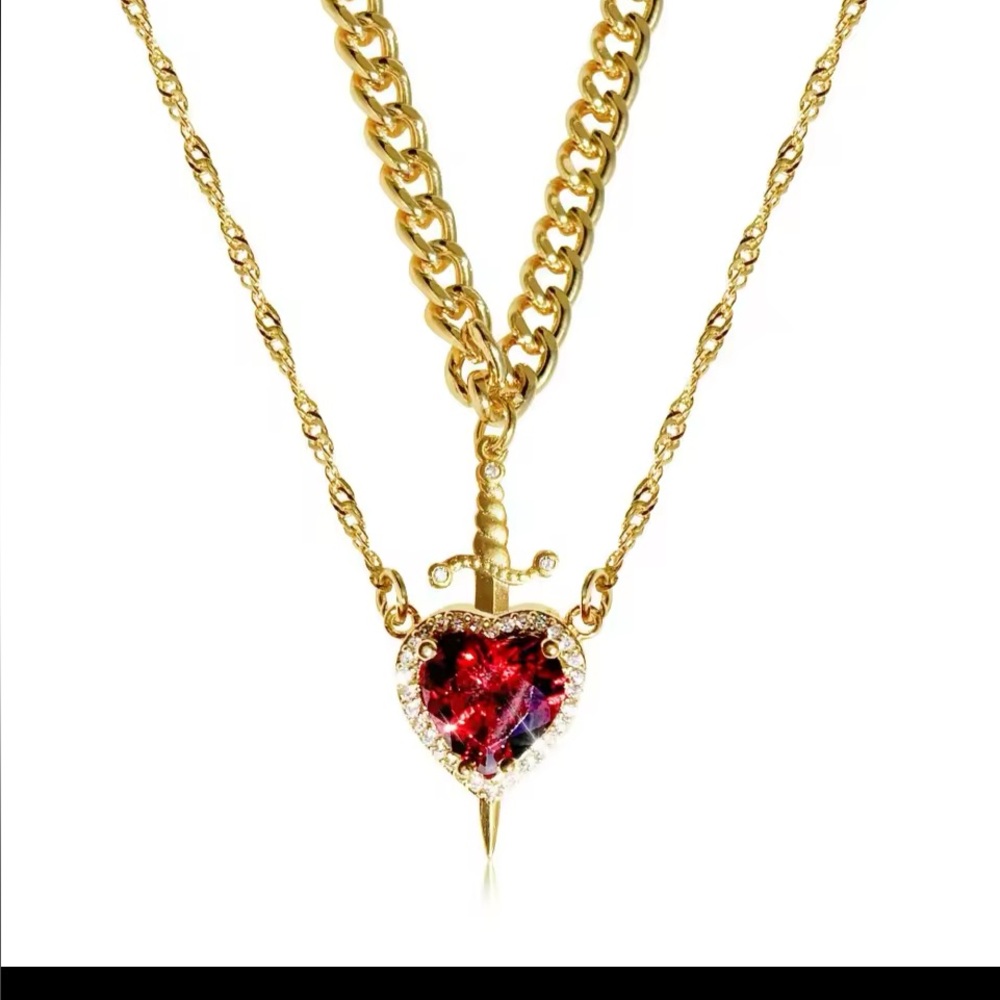 New Gold Colored Heart Pendant Necklace